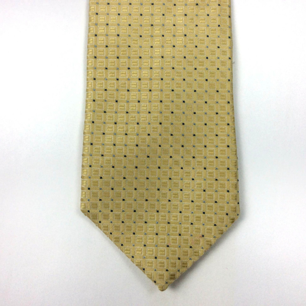 Tommy Hilfiger Mens Tie Yellow Gold Checkered Silk